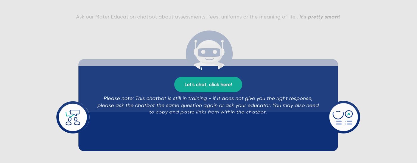 Mater Bot — the AI chatbot band on the Student Success Portal