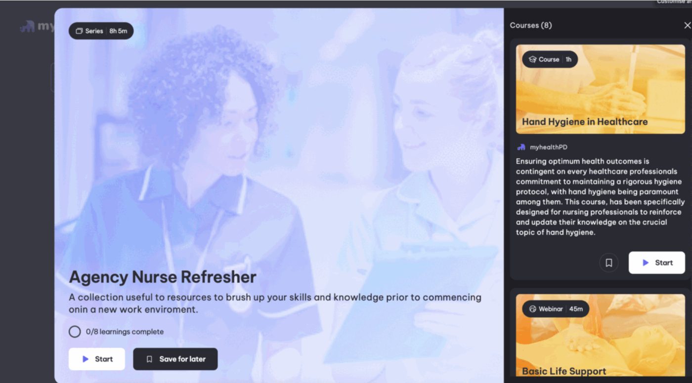 Series drawer — Agency Nurse Refresher learning pathway